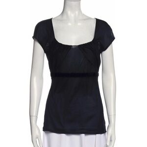 Gucci Square Neckline Short Sleeve Blouse
